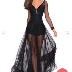 LaFemme Formal Black Sheer Dress
